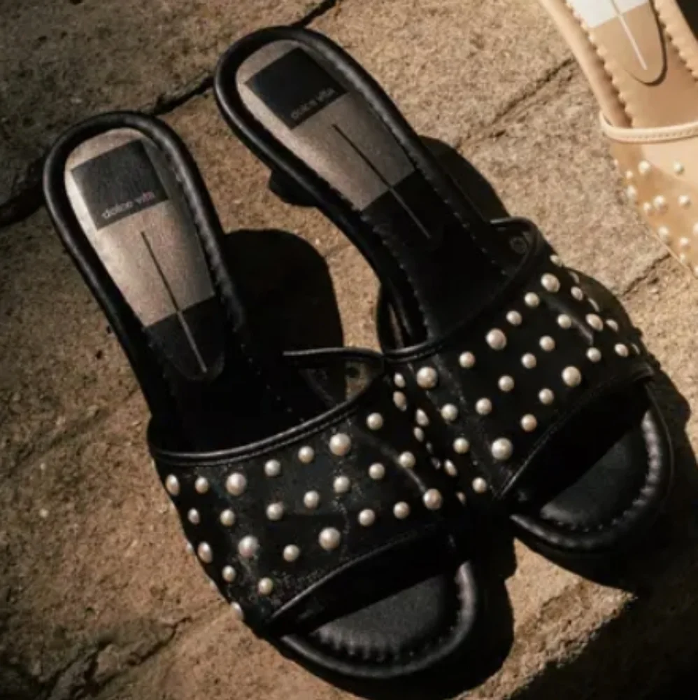 Dolce Vita Meeza Pearl Elegant Blk W/ White Faux Pearl Detail Women's Heels NIB - Picture 10 of 16